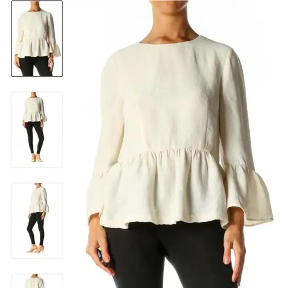 Club Monaco Off-White Peplum Top Bell Sleeve